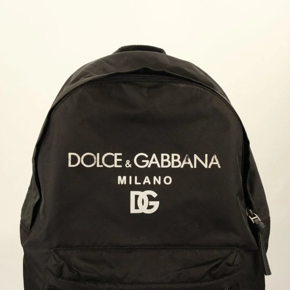 Dolce & Gabbana Nylon Distressed Milano Print Backpack, Black